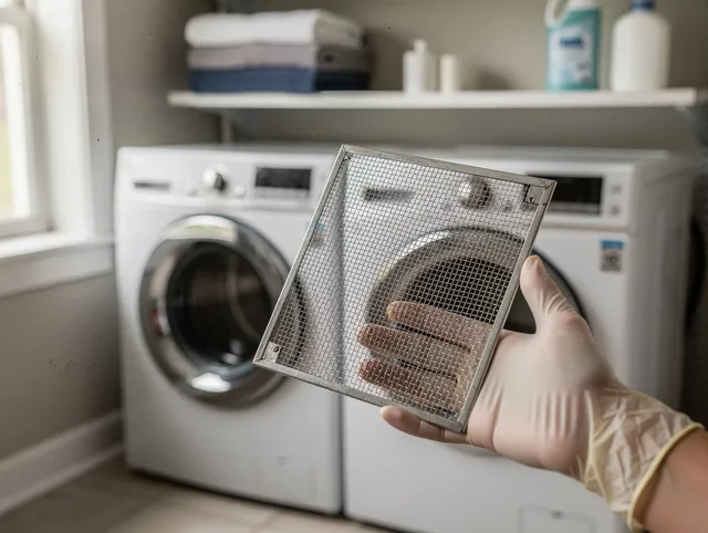 Macedonia Dryer Vent Cleaning specialist performing detailed lint trap cleaning service in Macedonia