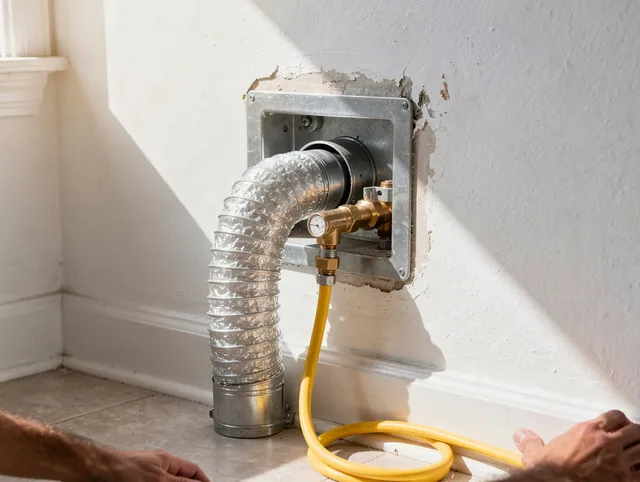 Macedonia Dryer Vent Cleaning certified technician performing specialized gas dryer vent cleaning in Macedonia